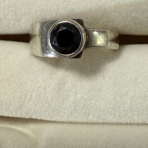 Elegant Silver Ring with Black Stone